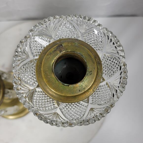 Antique Brass Girandole Candlesticks 11" Gold 8 Clear Hanging Crystals Set of 2 - Picture 16 of 16